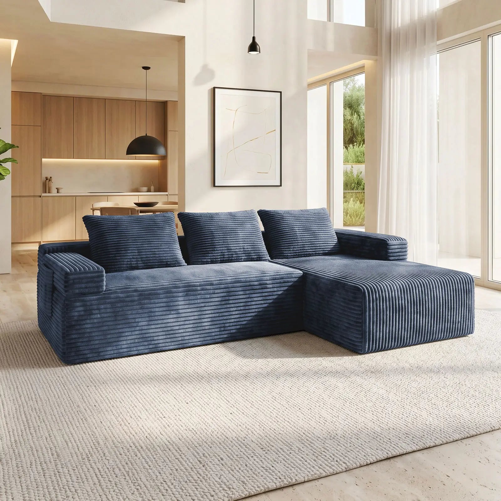 Transform Your Space with the Vnaoe-Corduroy Cloud Modular Sectional Sofa – Perfect for Cozy Living Rooms and Small Apartments, Pet-Friendly Design, and Comes with Free Gifts!