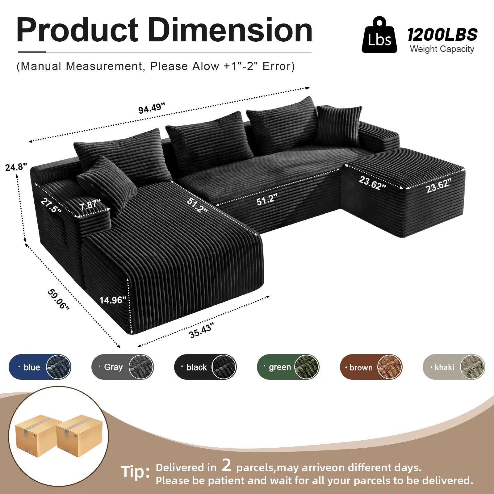 Transform Your Space with the Vnaoe-Corduroy Cloud Modular Sectional Sofa – Perfect for Cozy Living Rooms and Small Apartments, Pet-Friendly Design, and Comes with Free Gifts!
