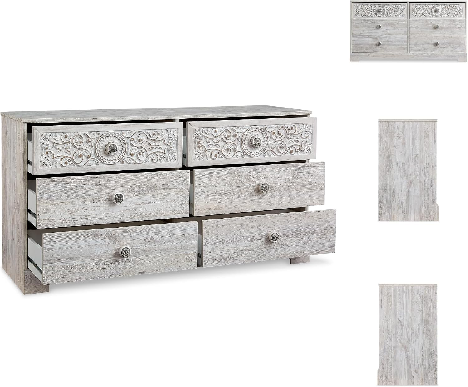 Transform Your Bedroom with the Elegant Paxberry Boho Dresser in Whitewash by Signature Design by Ashley