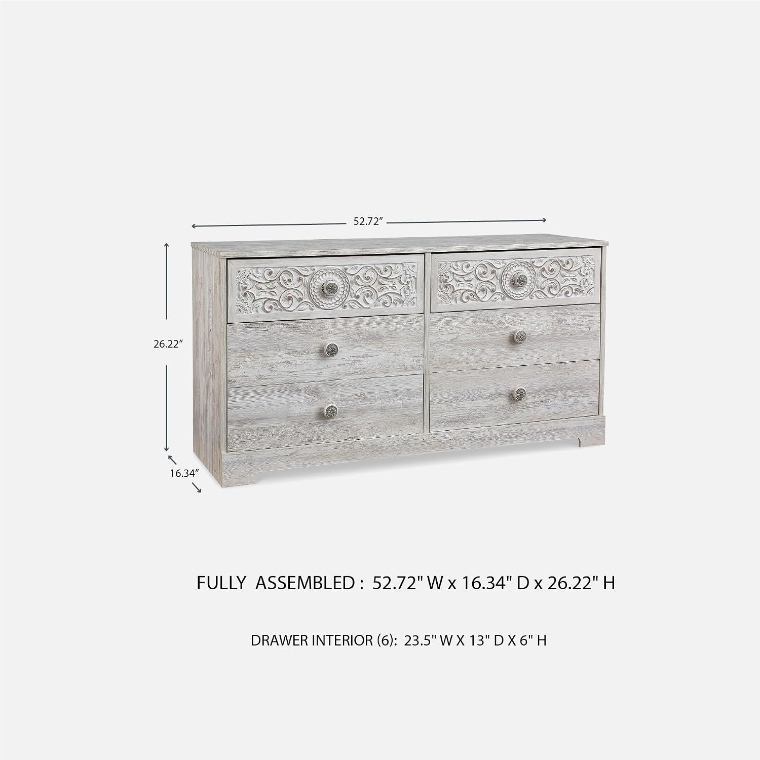 Transform Your Bedroom with the Elegant Paxberry Boho Dresser in Whitewash by Signature Design by Ashley