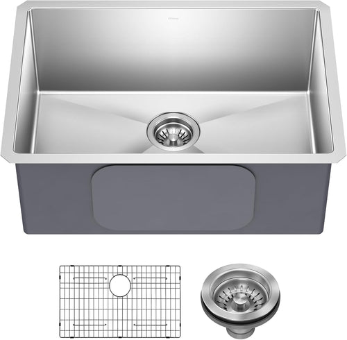 KRAUS Standart PRO 26-Inch 16 Gauge Undermount Single Bowl Stainless Steel Kitchen Sink, KHU100-26