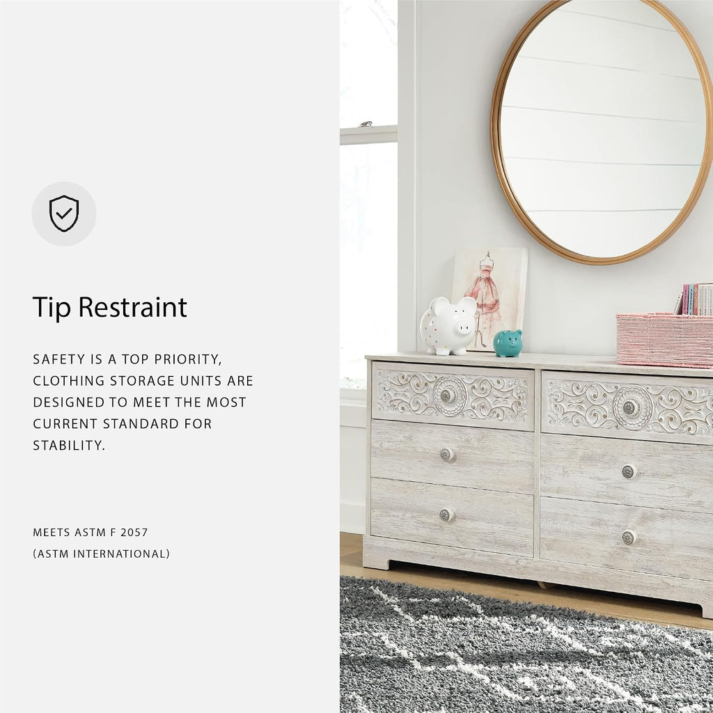 Transform Your Bedroom with the Elegant Paxberry Boho Dresser in Whitewash by Signature Design by Ashley
