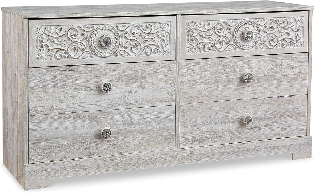 Transform Your Bedroom with the Elegant Paxberry Boho Dresser in Whitewash by Signature Design by Ashley
