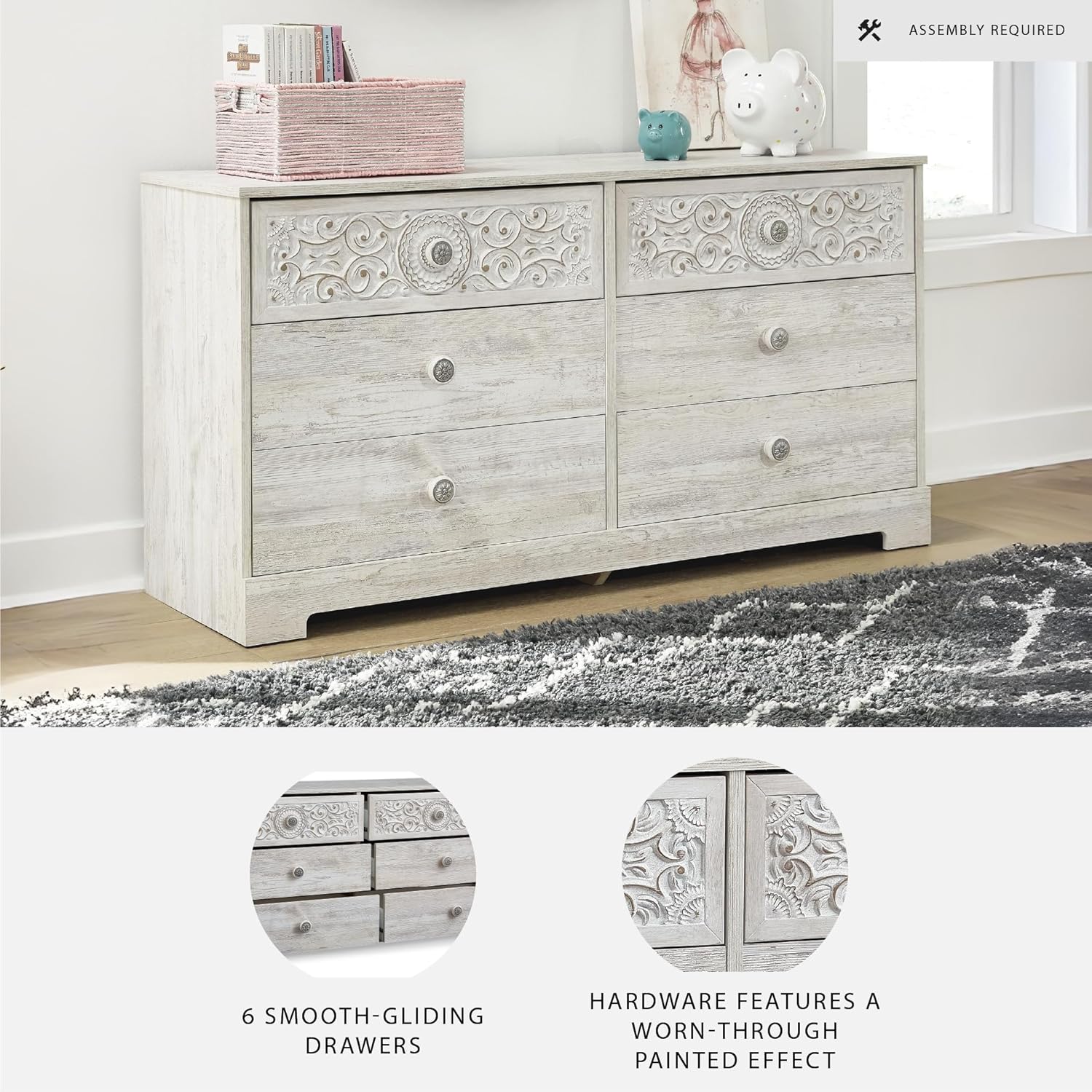 Transform Your Bedroom with the Elegant Paxberry Boho Dresser in Whitewash by Signature Design by Ashley
