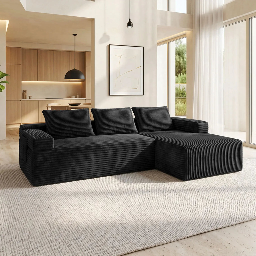 Transform Your Space with the Vnaoe-Corduroy Cloud Modular Sectional Sofa – Perfect for Cozy Living Rooms and Small Apartments, Pet-Friendly Design, and Comes with Free Gifts!
