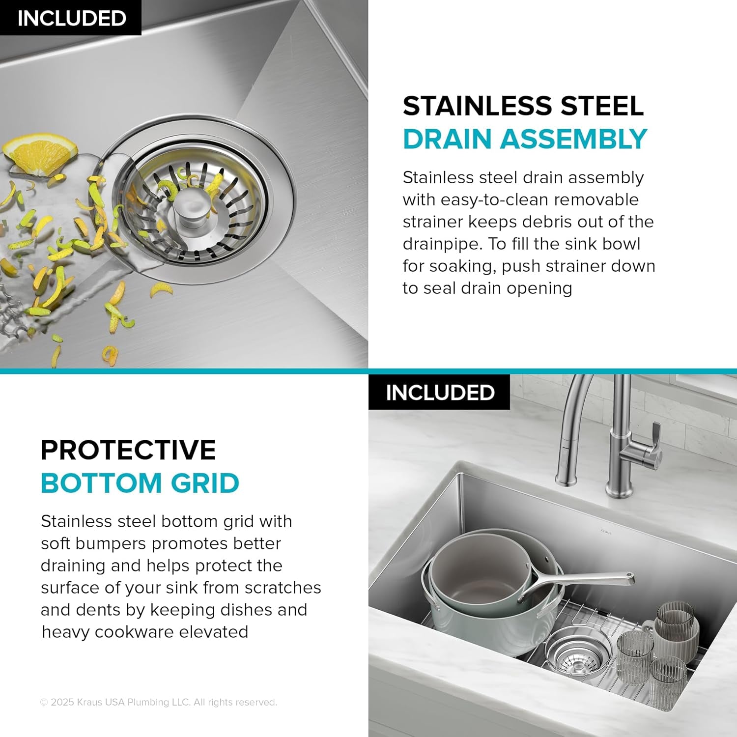 KRAUS Standart PRO 26-Inch 16 Gauge Undermount Single Bowl Stainless Steel Kitchen Sink, KHU100-26